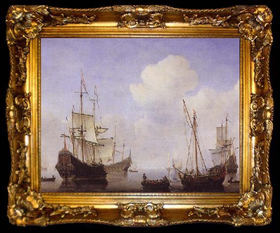 framed  VELDE, Willem van de, the Younger Ships riding quietly at anchor, ta009-2
